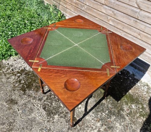 EDWARDIAN INLAID MAHOGANY ENVELOPE GAMES TABLE - ADDITIONAL PHOTO 2