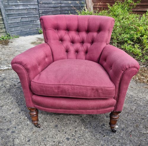 Late Victorian Upholstered Woodstock Style Armchair.