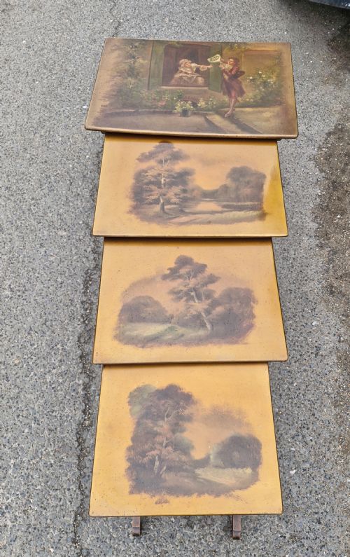 NEST OF 4 EARLY 20TH CENTURY DECORATED OCCASIONAL TABLES - ADDITIONAL PHOTO 15