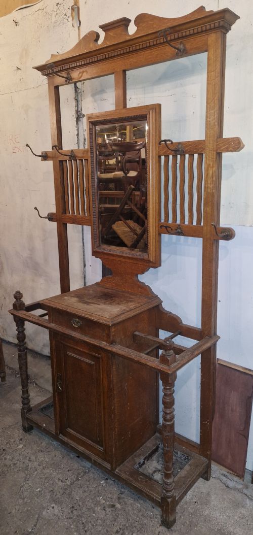 Late Victorian Oak Hall Umbrella and Coat Stand.