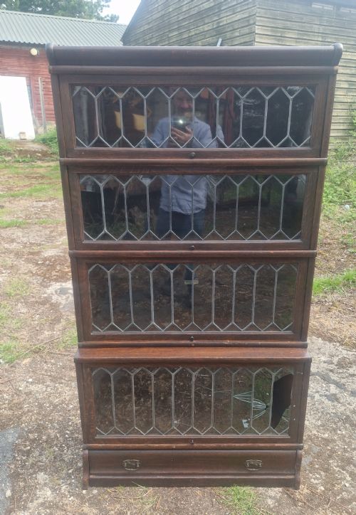 Oak Leaded Glazed Globe Wernicke Bookcase.
