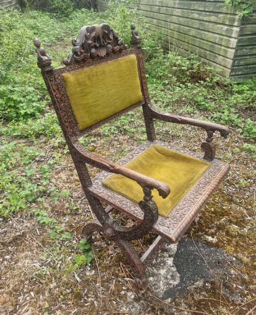 INTERESTING CARVED ANGLO INDIAN ARMCHAIR - ADDITIONAL PHOTO 4