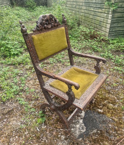 INTERESTING CARVED ANGLO INDIAN ARMCHAIR - ADDITIONAL PHOTO 6