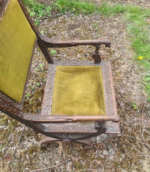 INTERESTING CARVED ANGLO INDIAN ARMCHAIR - ADDITIONAL PHOTO 8
