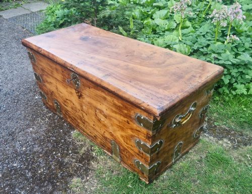 19th Century Camphor Wood and Satinwood Travelling Trunk.