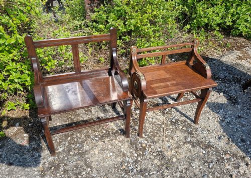 Two Oak Hall Seats.