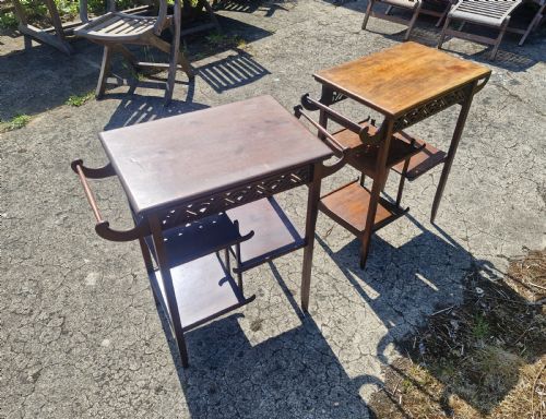 CLOSE PAIR OF MAHOGANY OCCASIONAL TABLES AFTER A DESIGN BY E W GODWIN - ADDITIONAL PHOTO 3