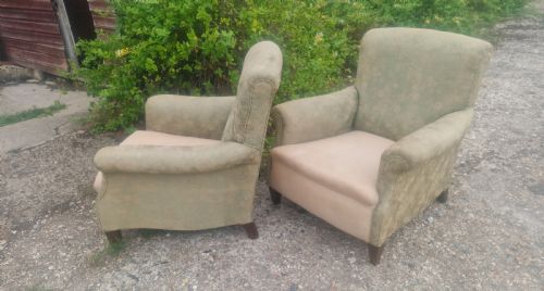 Pair of  Upholstered Armchairs in the Style of Howard.