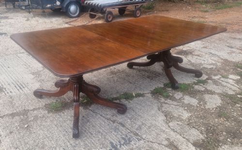 REGENCY MAHOGANY DOUBLE PEDESTAL DINING TABLE WITH EXTRA LEAF - ADDITIONAL PHOTO 1