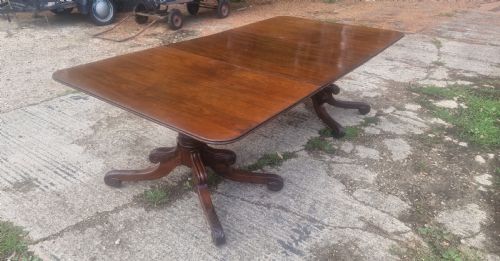 REGENCY MAHOGANY DOUBLE PEDESTAL DINING TABLE WITH EXTRA LEAF - ADDITIONAL PHOTO 2