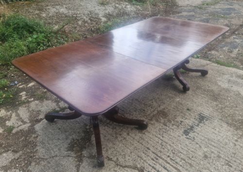 REGENCY MAHOGANY DOUBLE PEDESTAL DINING TABLE WITH EXTRA LEAF - ADDITIONAL PHOTO 4