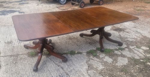 REGENCY MAHOGANY DOUBLE PEDESTAL DINING TABLE WITH EXTRA LEAF - ADDITIONAL PHOTO 6
