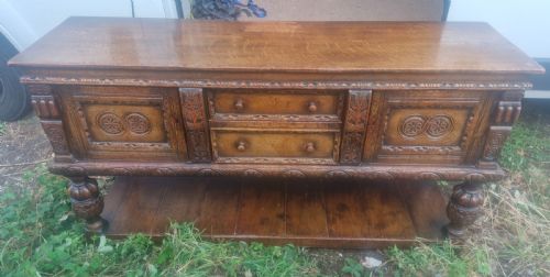 Carved Ipswich Oak Sideboard.