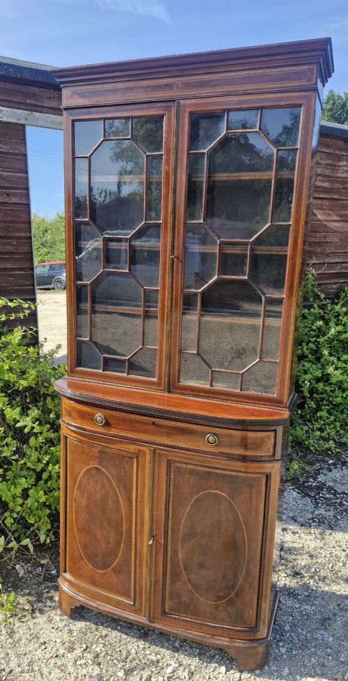 Edwardian Inlaid Mahogany Bookcase Cabinet.