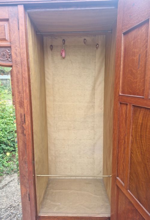 PRACTICAL EDWARDIAN OAK AND POLLARD OAK TRIPLE WARDROBE - ADDITIONAL PHOTO 3