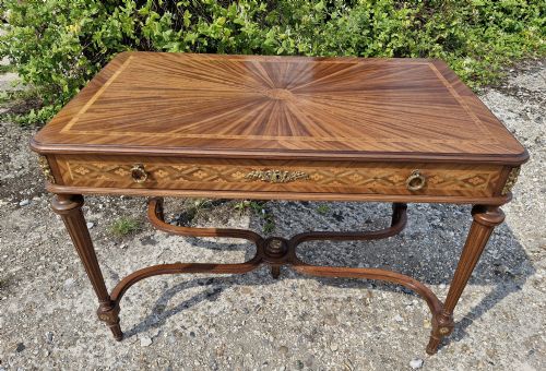 French Inlaid Mahogany Free Standing Writing Table.