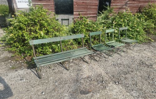 Edwardian Garden Seat and 3 Chairs.