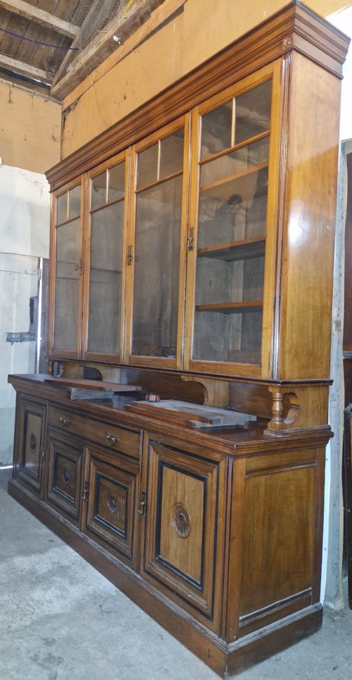 Large Late Victorian Walnut Library Bookcase.