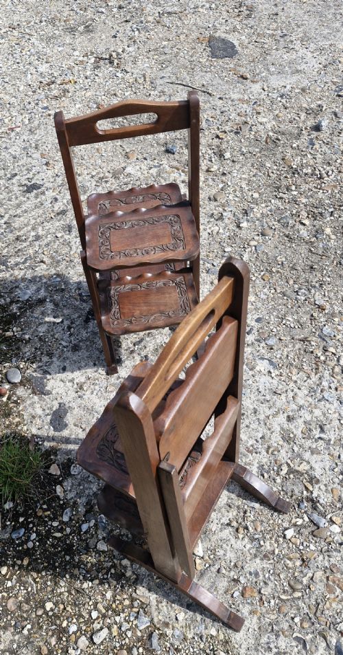 Pair of Anglo Indian Folding Table Top Cake and Sandwich Stands.