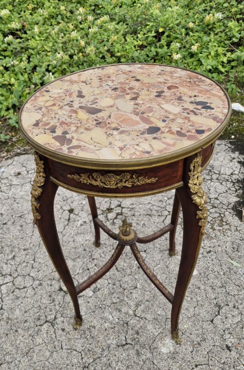 Late 19th Century Gilt Metal Mounted Marble Top Occasional Table.