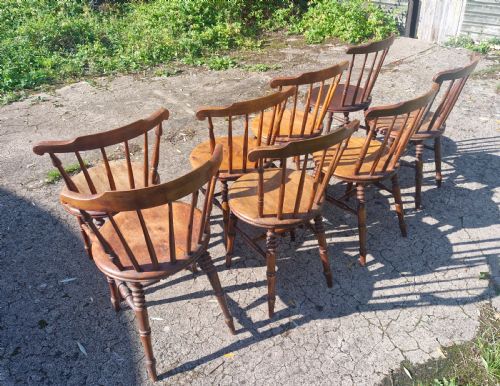 VERY CLOSE MATCHED SET OF 8 PENNY SEAT KITCHEN CHAIRS - ADDITIONAL PHOTO 1