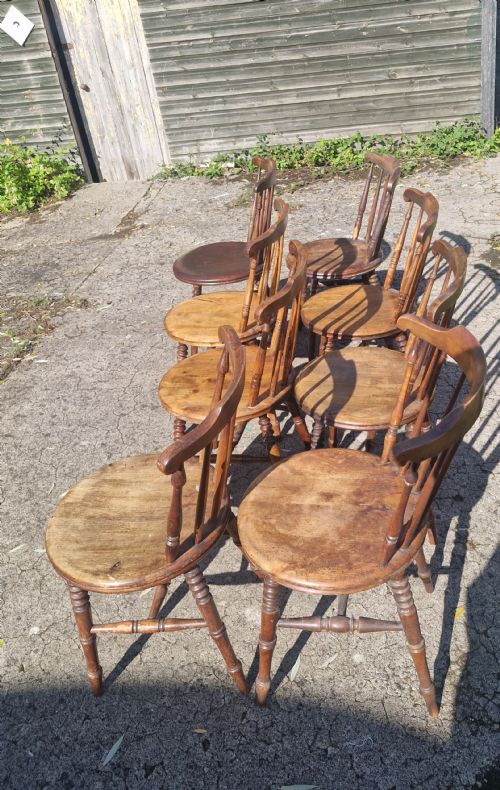 VERY CLOSE MATCHED SET OF 8 PENNY SEAT KITCHEN CHAIRS - ADDITIONAL PHOTO 2