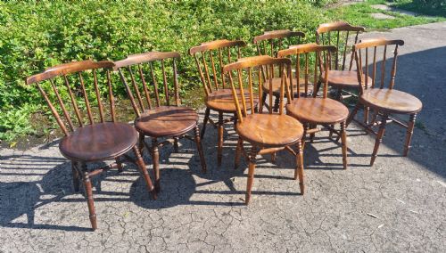VERY CLOSE MATCHED SET OF 8 PENNY SEAT KITCHEN CHAIRS - ADDITIONAL PHOTO 4