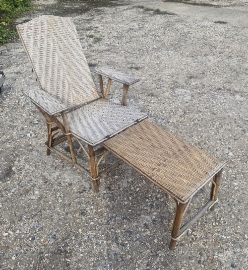 Early 20th Century Conservatory Rattan Adjustable Armchair.