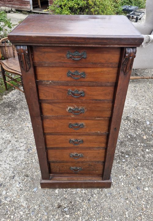 Late Victorian Walnut Wellington Chest.