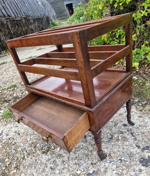 REGENCY MAHOGANY CANTERBURY ON ELEGANT TURNED LEGS AND CASTORS - ADDITIONAL PHOTO 3