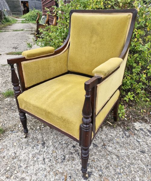 LATE VICTORIAN UPHOLSTERED MAHOGANY FRAMED ARMCHAIR IN THE GILLOWS MANNER - ADDITIONAL PHOTO 1