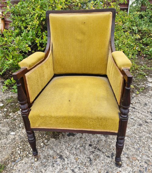 LATE VICTORIAN UPHOLSTERED MAHOGANY FRAMED ARMCHAIR IN THE GILLOWS MANNER - ADDITIONAL PHOTO 5