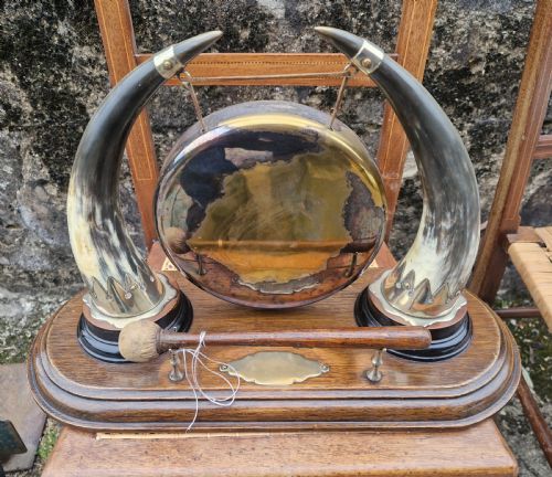 Edwardian Horn Table Top Dinner Gong.