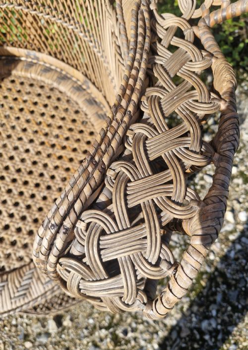 GOOD ANGLO INDIAN CANE PEACOCK CHAIR - ADDITIONAL PHOTO 2
