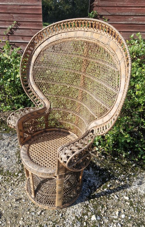 GOOD ANGLO INDIAN CANE PEACOCK CHAIR - ADDITIONAL PHOTO 4