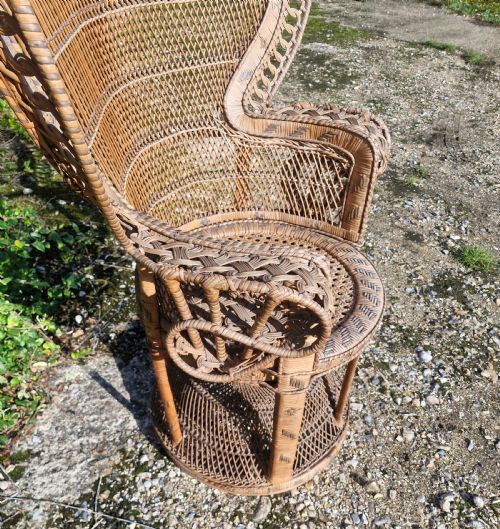 GOOD ANGLO INDIAN CANE PEACOCK CHAIR - ADDITIONAL PHOTO 6