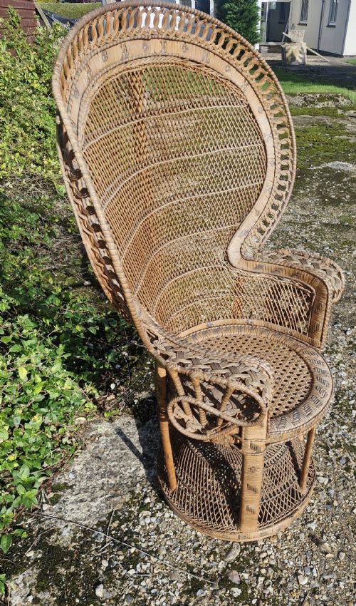 GOOD ANGLO INDIAN CANE PEACOCK CHAIR - ADDITIONAL PHOTO 7