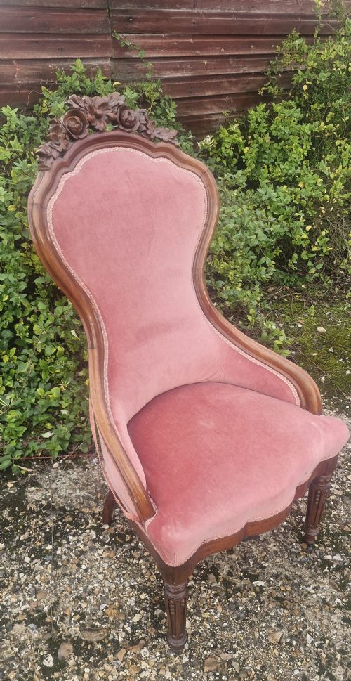 LATE VICTORIAN MAHOGANY NURSING CHAIR - ADDITIONAL PHOTO 2