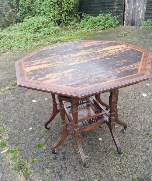 VICTORIAN AESTHETIC MOVEMENT COROMANDEL CENTRE TABLE STAMPED LAMB MANCHESTER - ADDITIONAL PHOTO 3