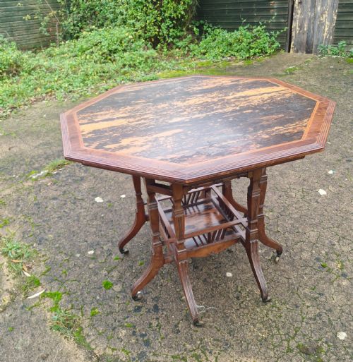 VICTORIAN AESTHETIC MOVEMENT COROMANDEL CENTRE TABLE STAMPED LAMB MANCHESTER - ADDITIONAL PHOTO 4