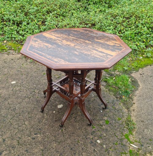 VICTORIAN AESTHETIC MOVEMENT COROMANDEL CENTRE TABLE STAMPED LAMB MANCHESTER - ADDITIONAL PHOTO 6