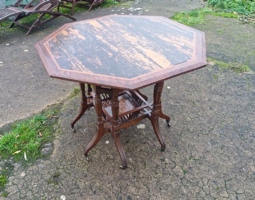 VICTORIAN AESTHETIC MOVEMENT COROMANDEL CENTRE TABLE STAMPED LAMB MANCHESTER - ADDITIONAL PHOTO 7