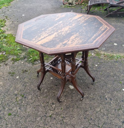 VICTORIAN AESTHETIC MOVEMENT COROMANDEL CENTRE TABLE STAMPED LAMB MANCHESTER - ADDITIONAL PHOTO 8