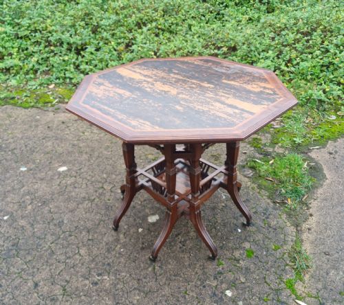 VICTORIAN AESTHETIC MOVEMENT COROMANDEL CENTRE TABLE STAMPED LAMB MANCHESTER - ADDITIONAL PHOTO 15