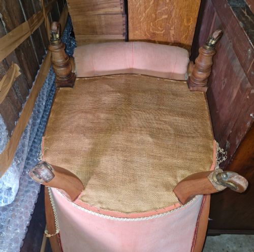 PAIR OF VICTORIAN MAHOGANY UPHOLSTERED LIBRARY ARMCHAIRS - ADDITIONAL PHOTO 7