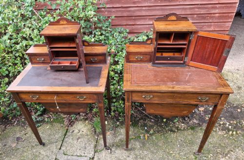 PAIR OF LATE VICTORIAN INLAID ROSEWOOD SIDE WORK WRITING TABLES - ADDITIONAL PHOTO 2