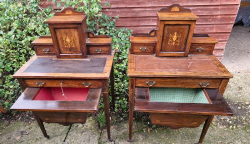 PAIR OF LATE VICTORIAN INLAID ROSEWOOD SIDE WORK WRITING TABLES - ADDITIONAL PHOTO 6