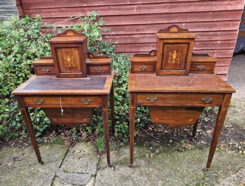 PAIR OF LATE VICTORIAN INLAID ROSEWOOD SIDE WORK WRITING TABLES - ADDITIONAL PHOTO 7