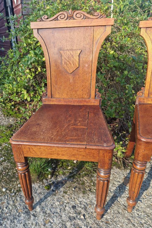 PAIR OF REGENCY OAK HALL CHAIRS - ADDITIONAL PHOTO 3
