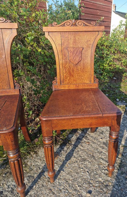 PAIR OF REGENCY OAK HALL CHAIRS - ADDITIONAL PHOTO 5
